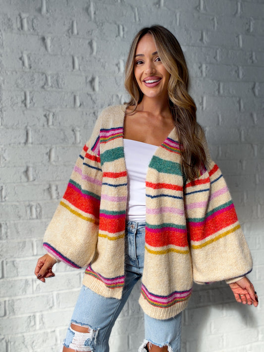 Confetti Trails Relaxed Striped Cardigan