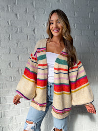 Confetti Trails Relaxed Striped Cardigan