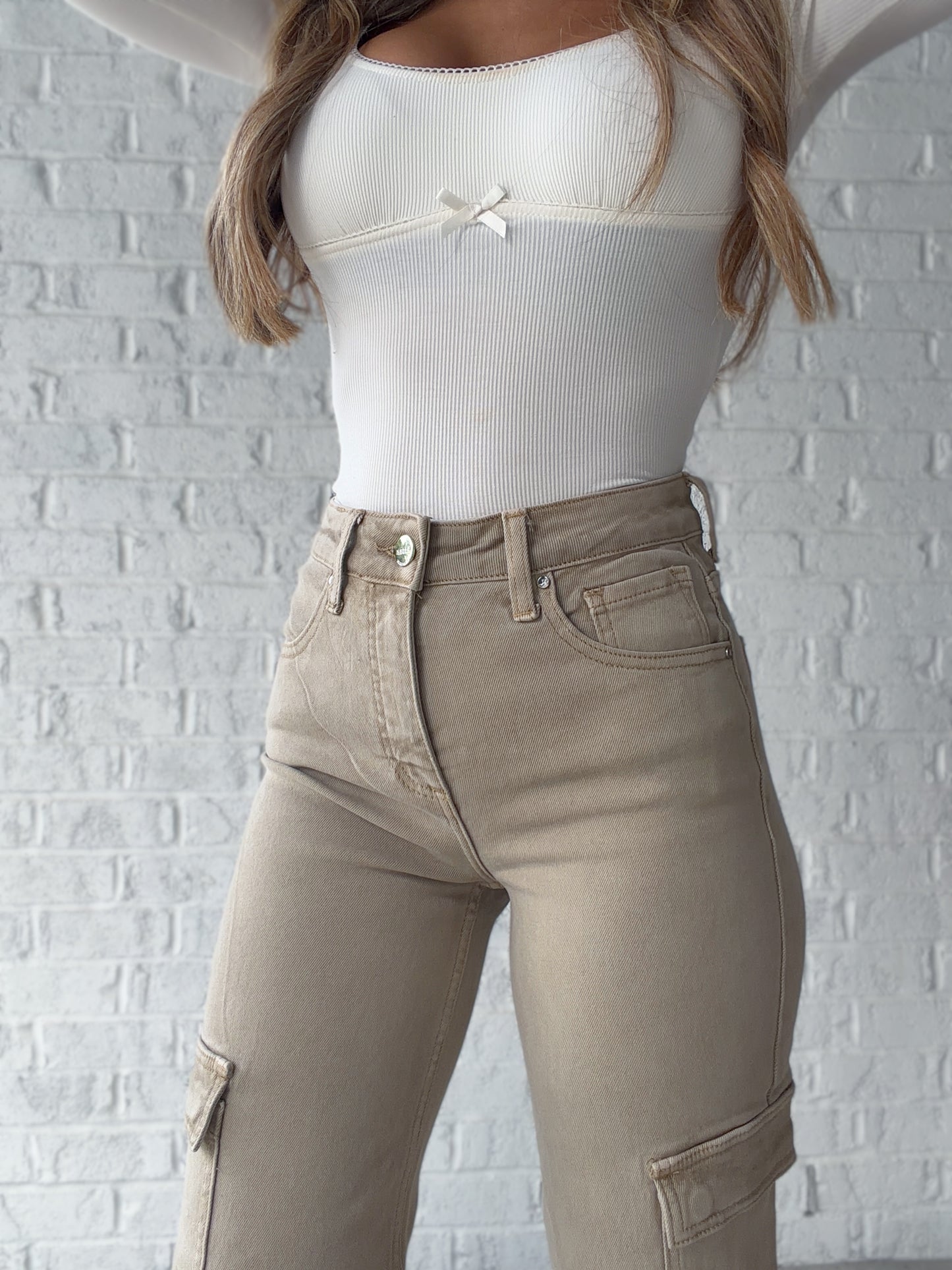 High Rise Risen Cargo Pants