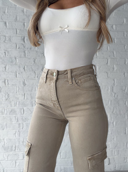 High Rise Risen Cargo Pants