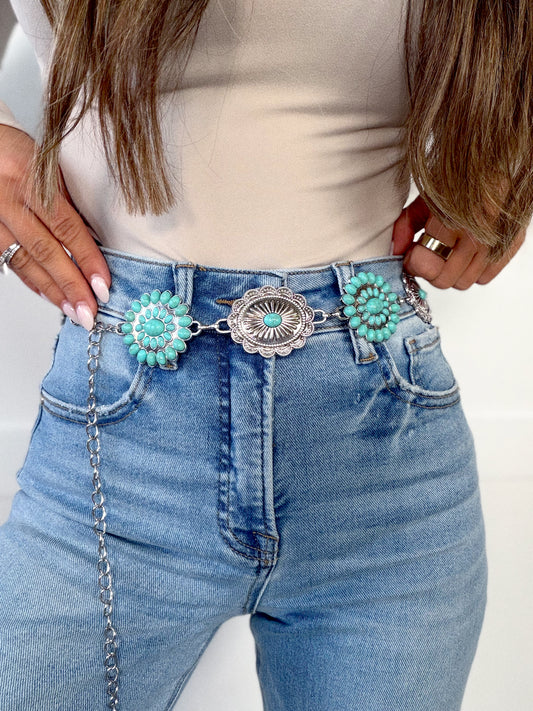 Silver Spur Chain Concho Belt