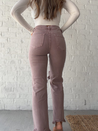 Mya High Rise Wide Leg Distressed Risen Jeans