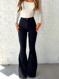 Fiona High Waisted Bell Bottom Flare Jeans - Black