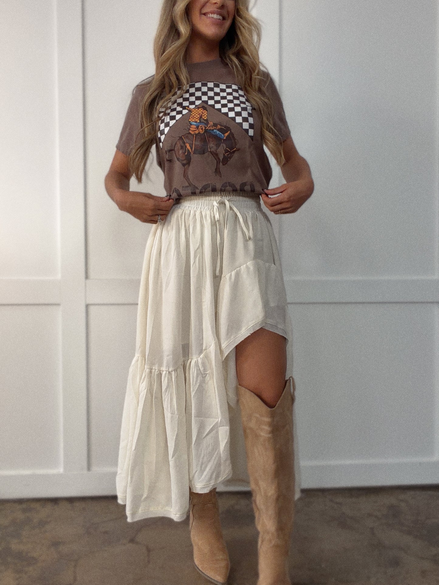Boho Waves Ruffled Maxi Skirt