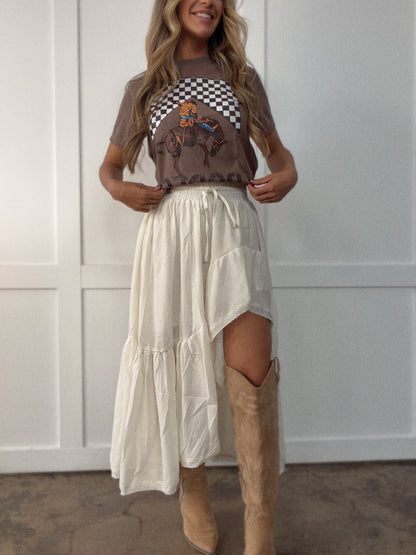 Boho Waves Ruffled Maxi Skirt