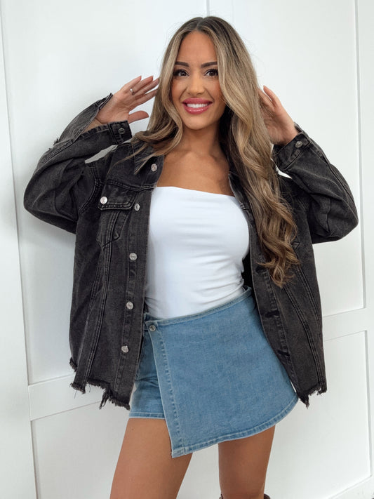 Baylie Wrap Front Skort Denim Shorts