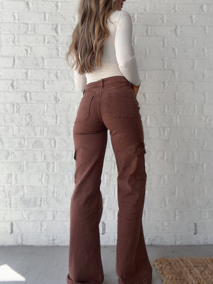 High Rise Risen Cargo Pants