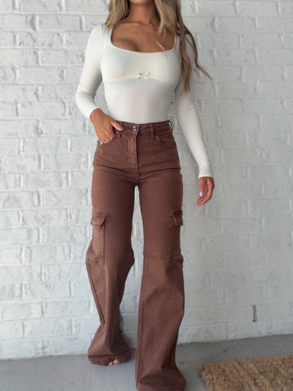 High Rise Risen Cargo Pants