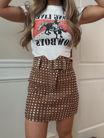 Rhinestone Revival Mini Skirt