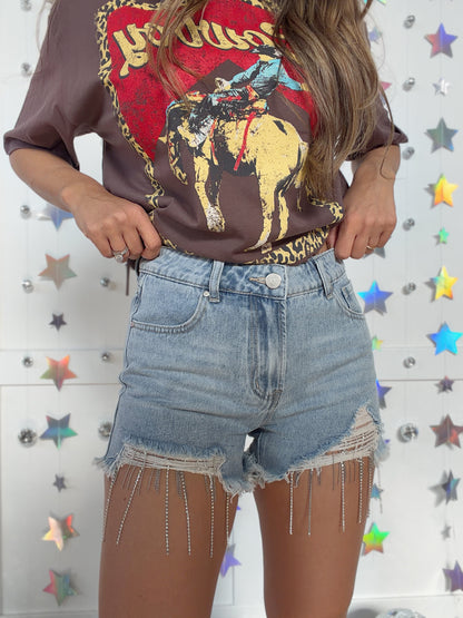 Showgirl Rhinestone Jean Shorts