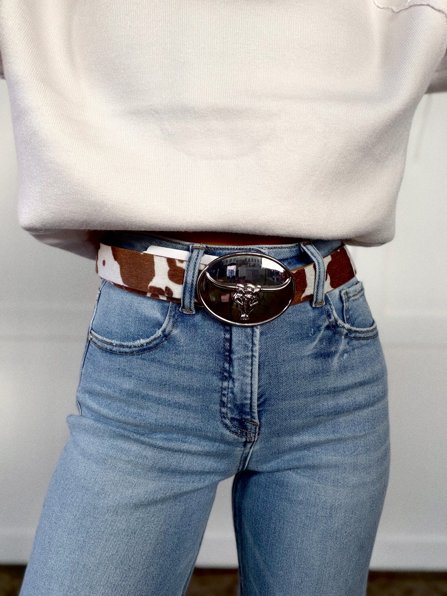 Western Longhorn Leather Belt