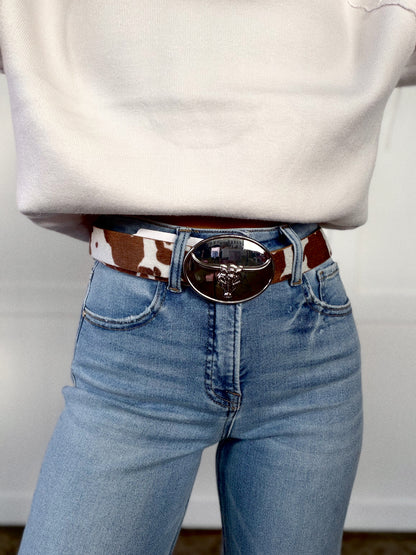 Western Longhorn Leather Belt