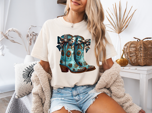 Dusty Boots Collection Turquoise Graphic Tee