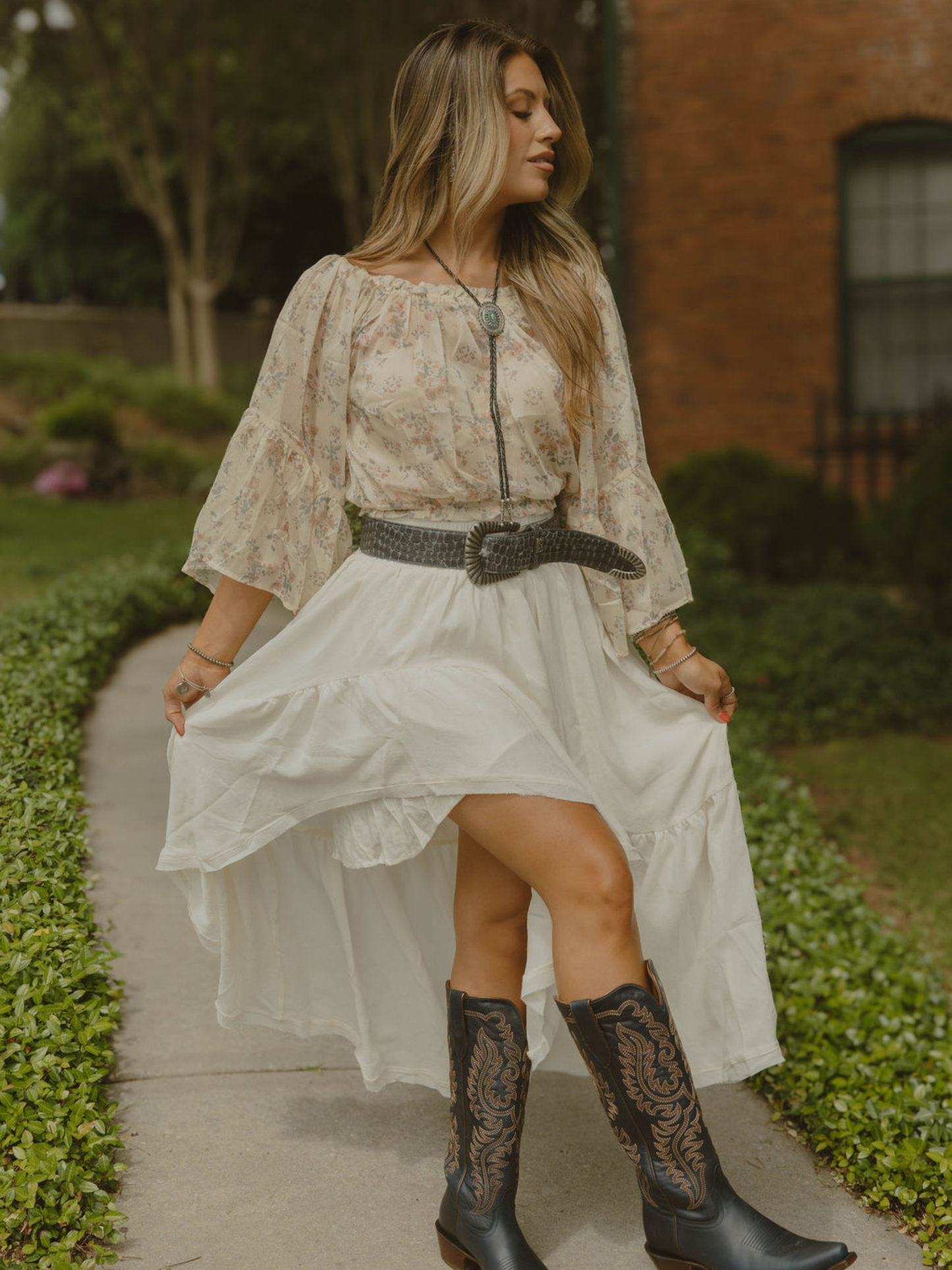 Boho Waves Ruffled Maxi Skirt