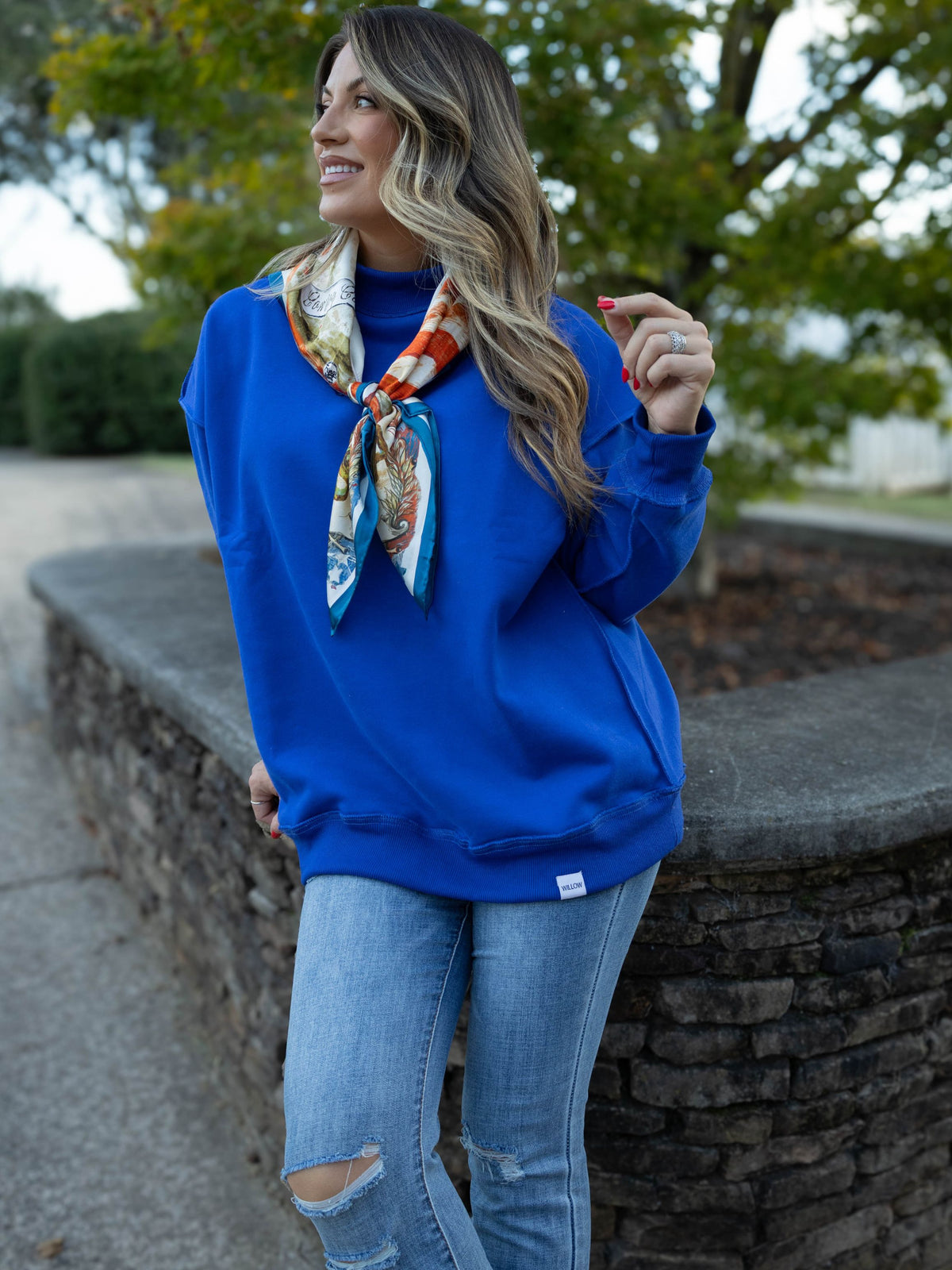 Tilly Blue Reversible Oversized Mockneck Crew