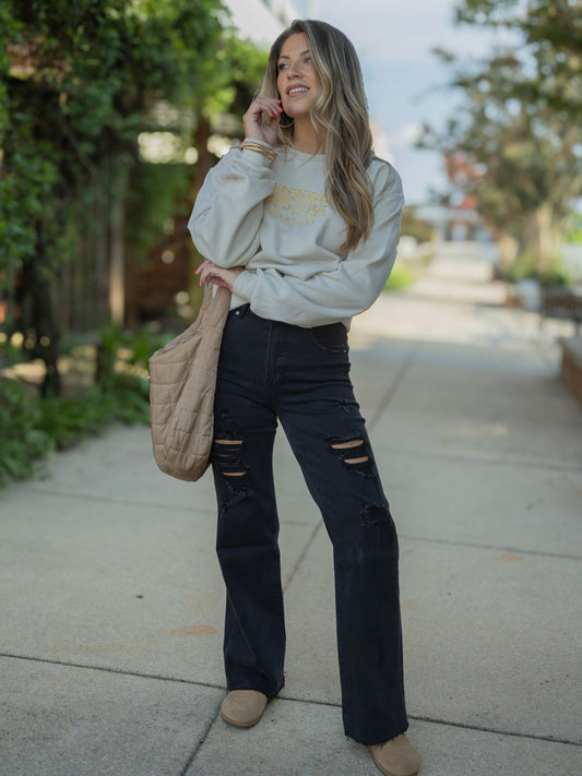 The Kait Outlaw Vintage Wide Leg Jeans - Black