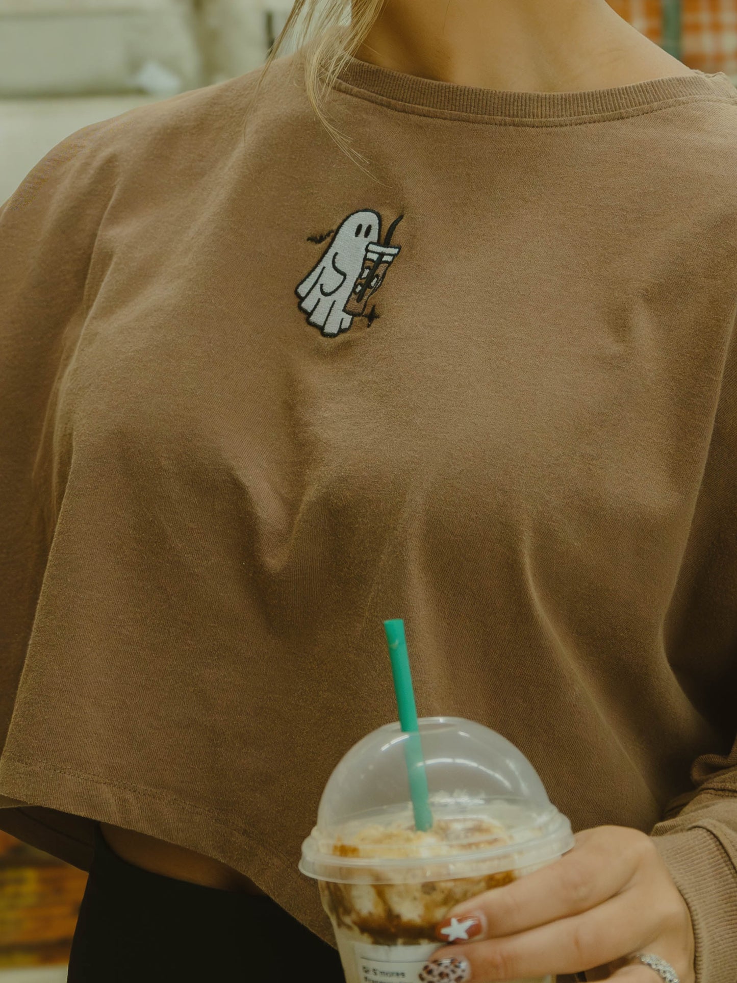 Boos Brew Embroidered Riley Cropped Long Sleeve