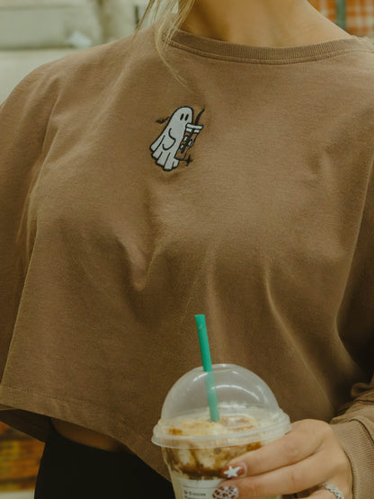 Boos Brew Embroidered Riley Cropped Long Sleeve