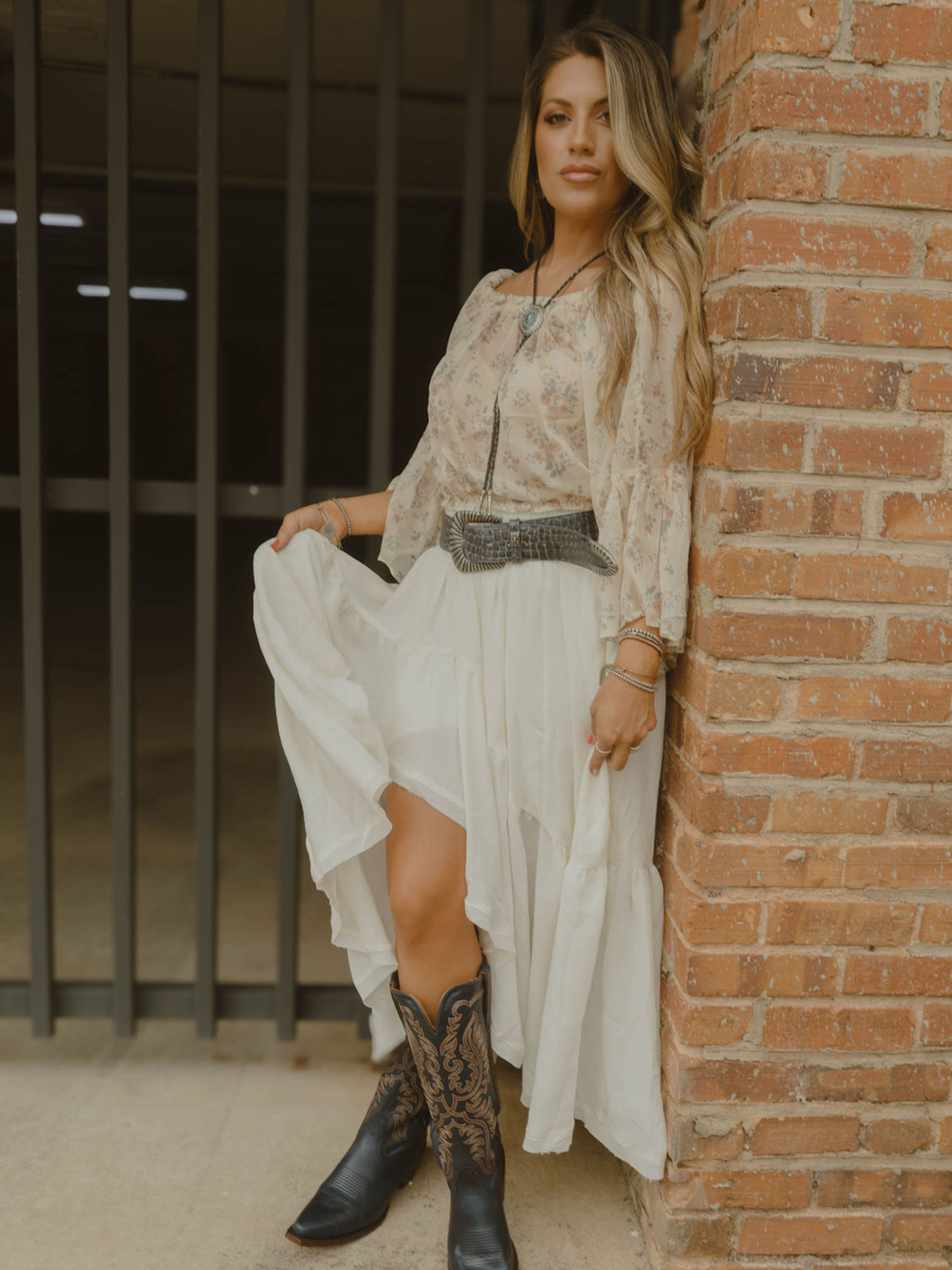 Boho Waves Ruffled Maxi Skirt