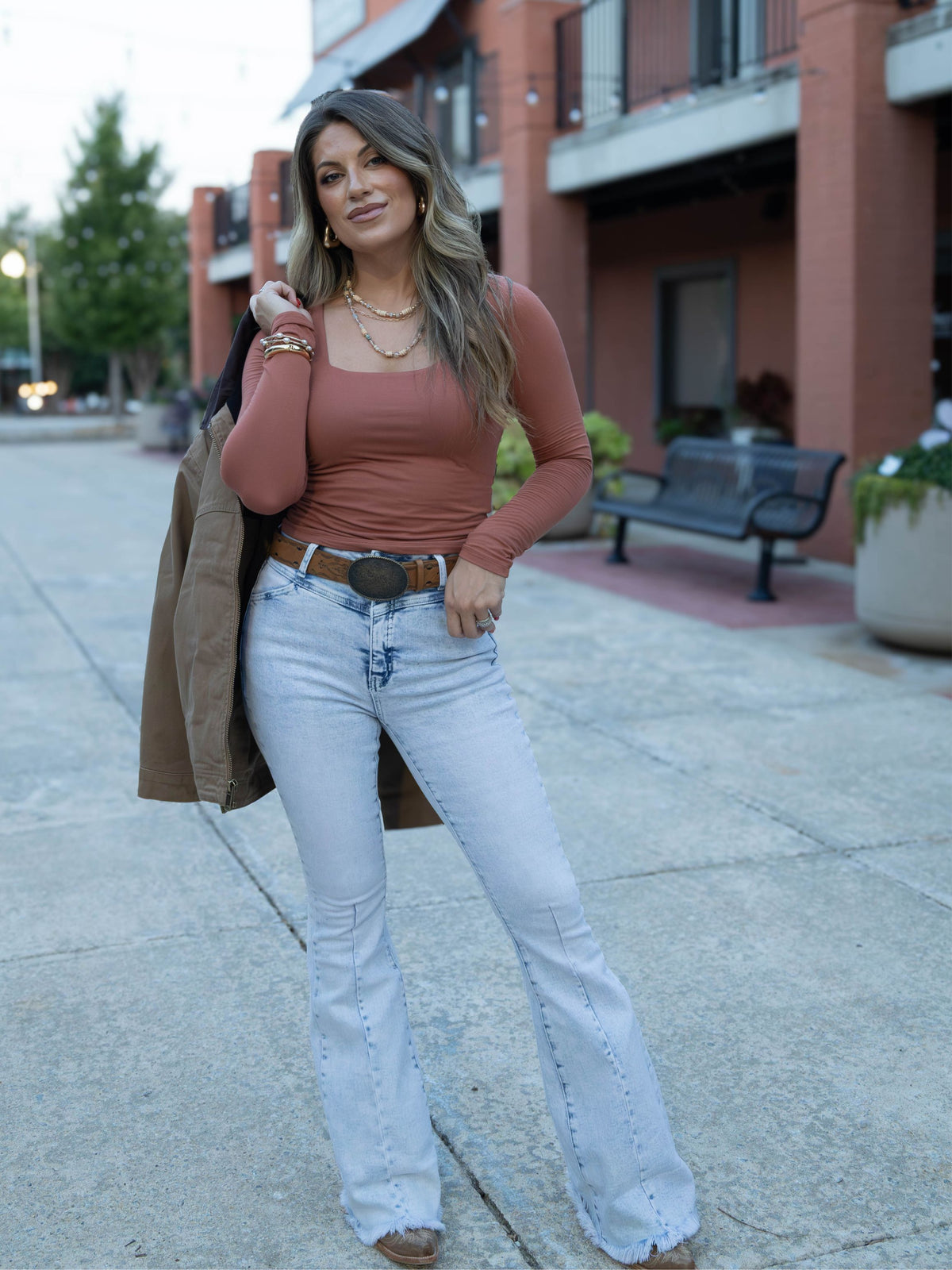 Keep Up Flare Stretchy Acid/Dark Wash Jeans