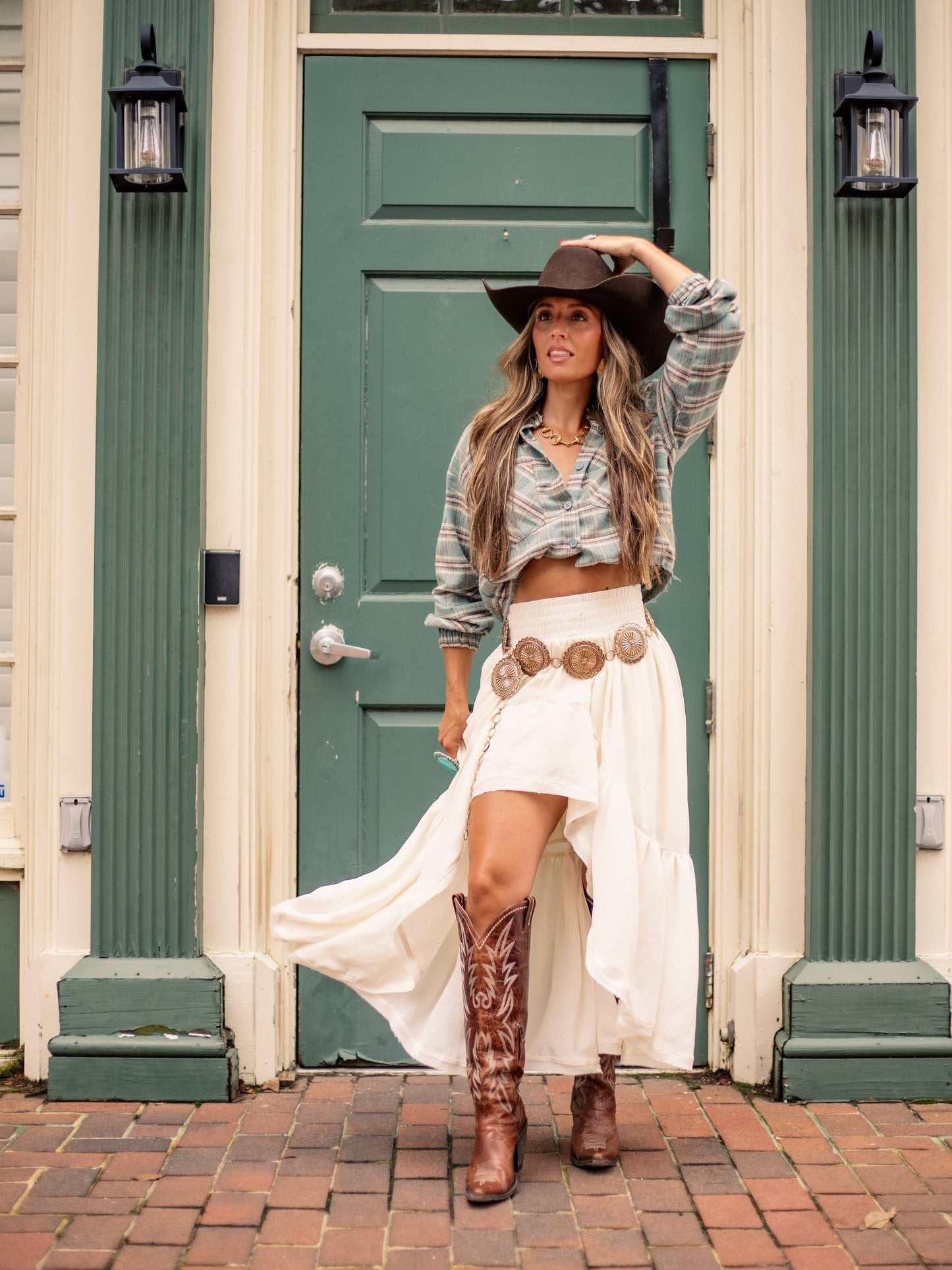 Boho Waves Ruffled Maxi Skirt