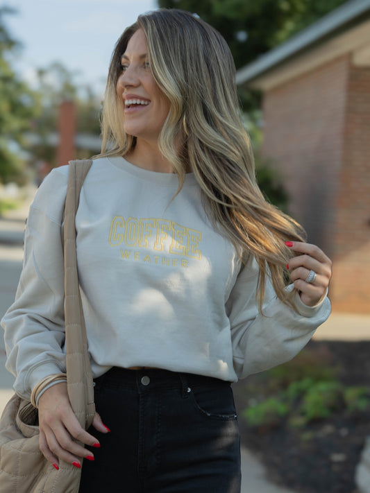 Coffee Weather Embroidered Crewneck