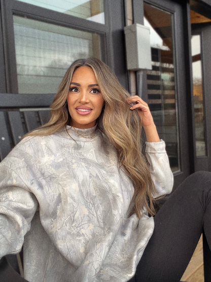 Tilly Oversized Light Camo Mockneck Crew