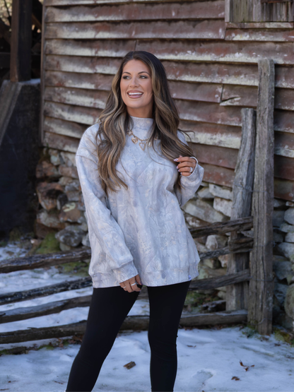 Tilly Oversized Light Camo Mockneck Crew