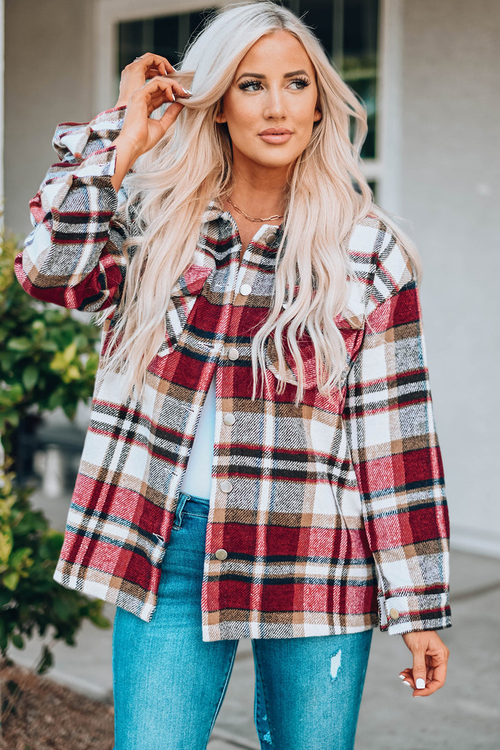 PREORDER: Aspen Plaid Button Front Shirt Jacket with Breast Pockets