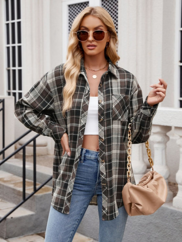 PREORDER Fall Colors Plaid Collared Neck Shirt