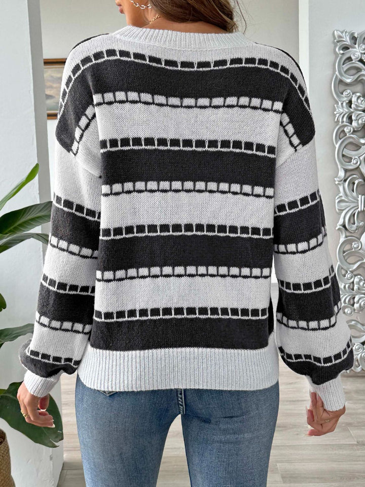 PREORDER: Hazel Hues Striped Round Neck Long Sleeve Sweater