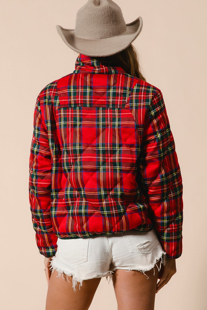 Winter Wonderland Vintage Christmas Plaid Quilted Jacket