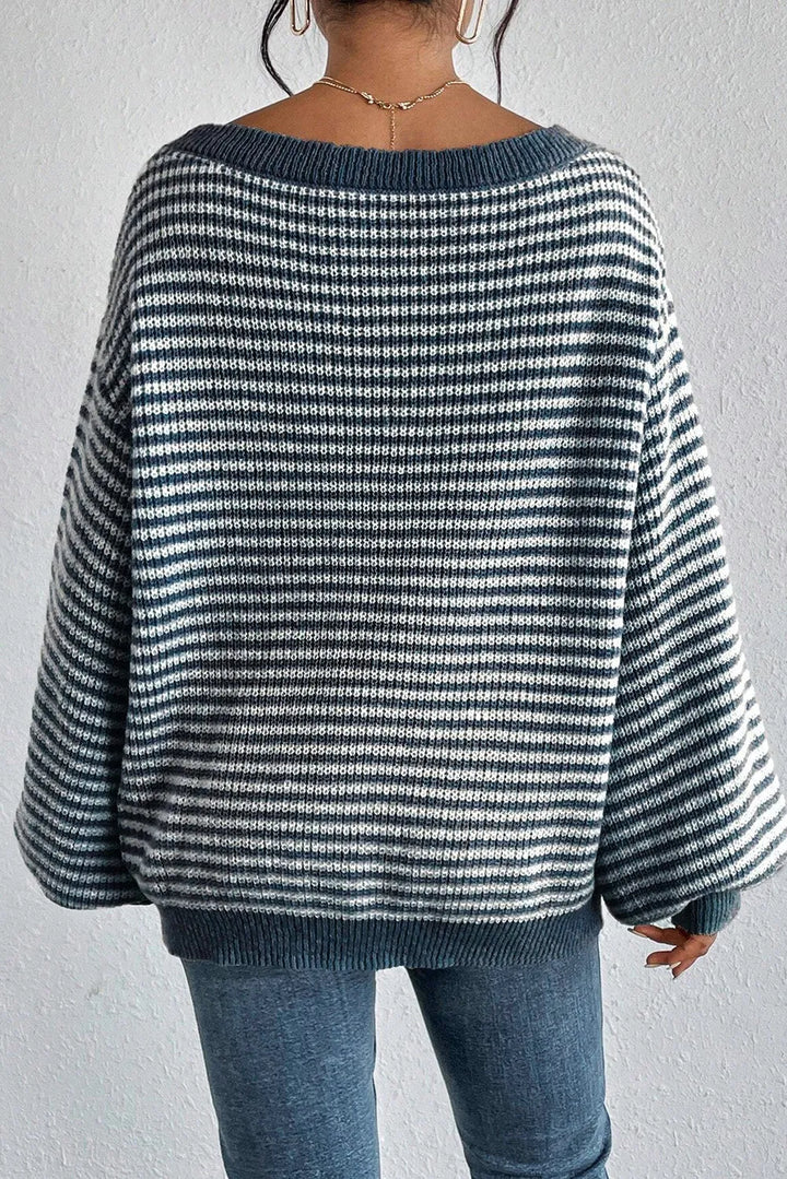 PREORDER: Easy Breezy Striped Dropped Shoulder Sweater