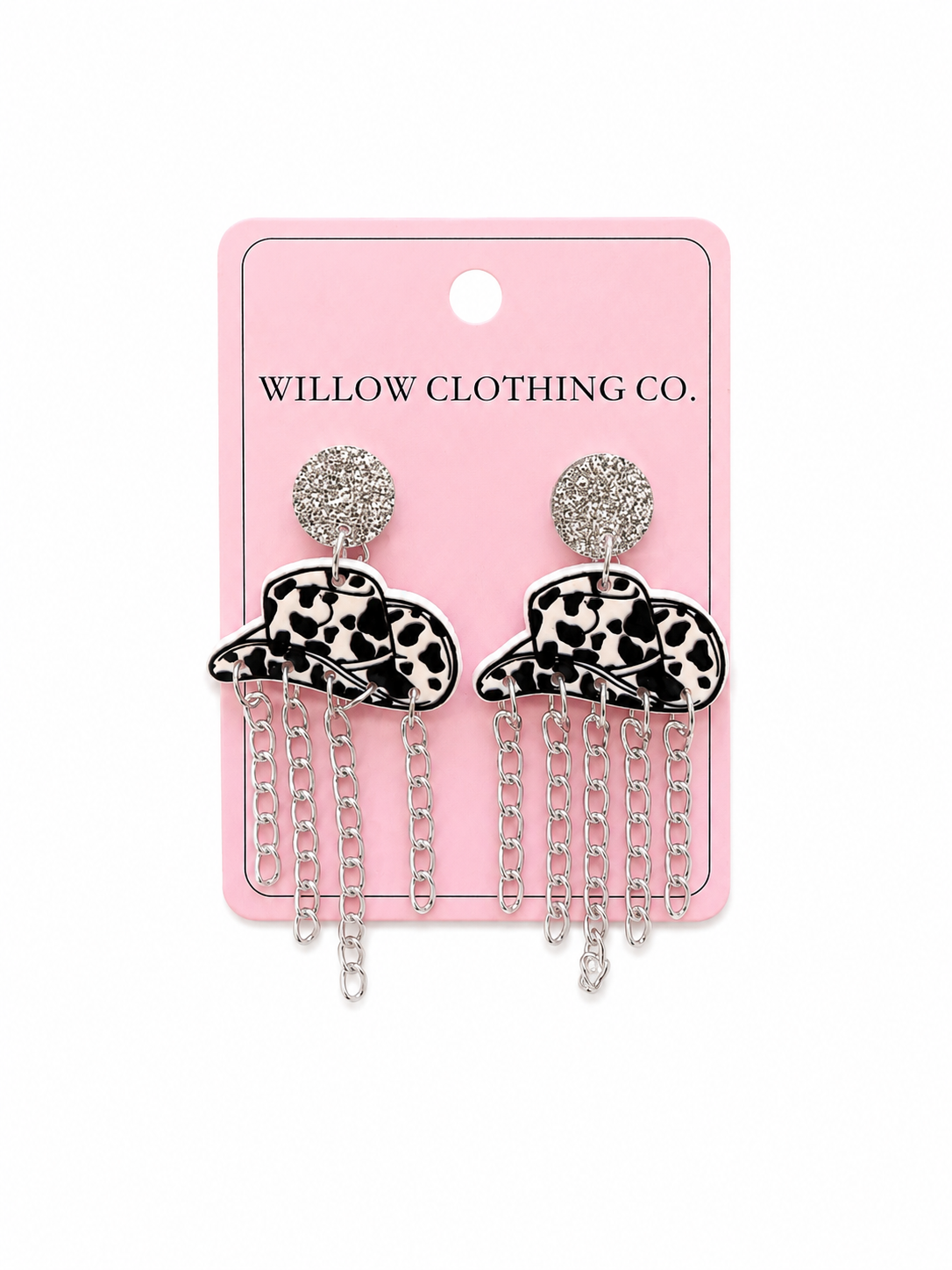 Dangle Chain Cowgirl Hat Earrings