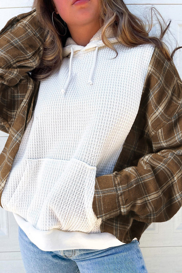 PREORDER: Waffle Knit Flannel Long Sleeve Hoodie