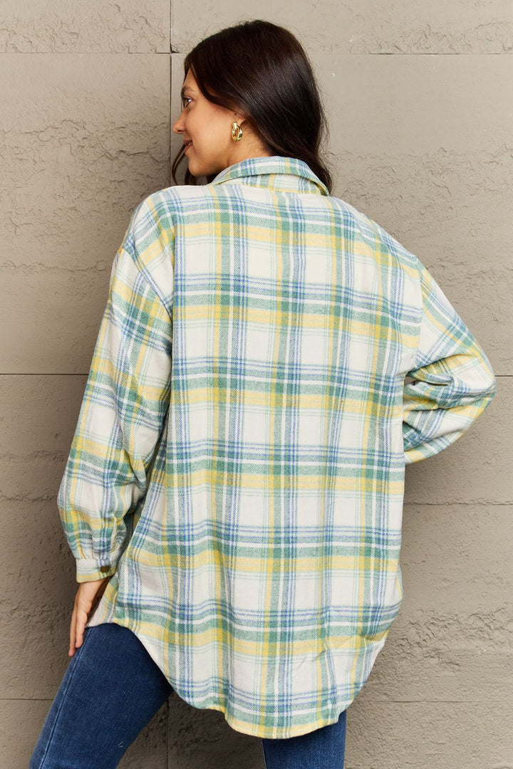 PREORDER: Devlin Full Size Plaid Collared Neck Button-Down Long Sleeve Jacket