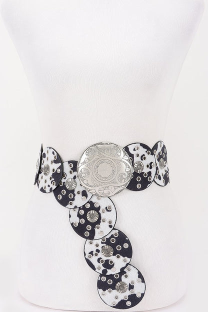 Brady Cow Print Disc Belt