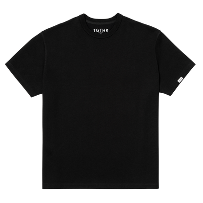 Woman wearing TG1 x Willow Mens Line  BLACK TSHIRT in Black shown in front view
