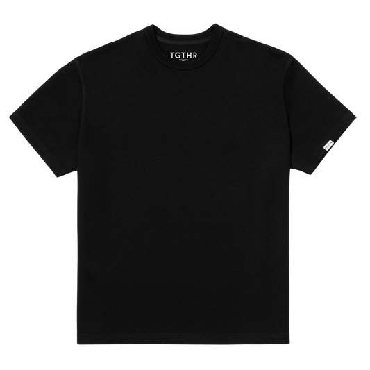 Woman wearing TG1 x Willow Mens Line  BLACK TSHIRT in Black shown in front view