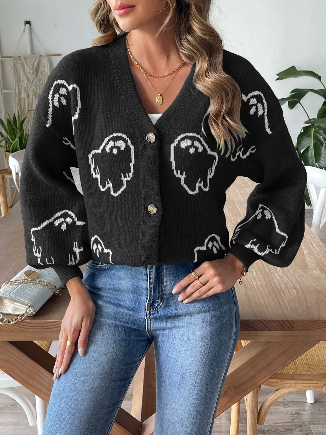 PREORDER: Phantom Snuggle V-Neck Dropped Shoulder Cardigan