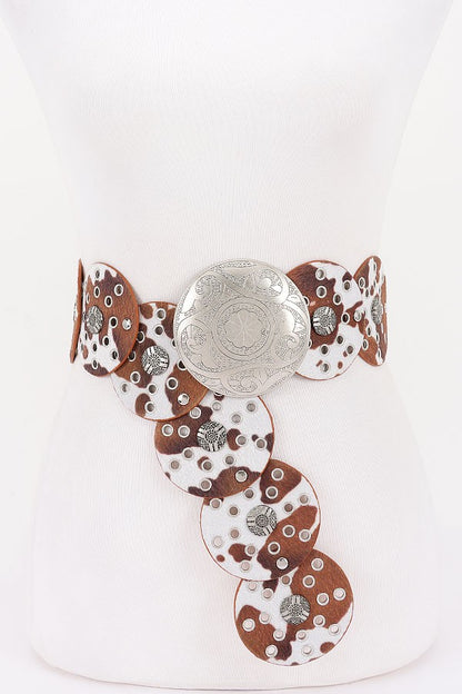 Brady Cow Print Disc Belt
