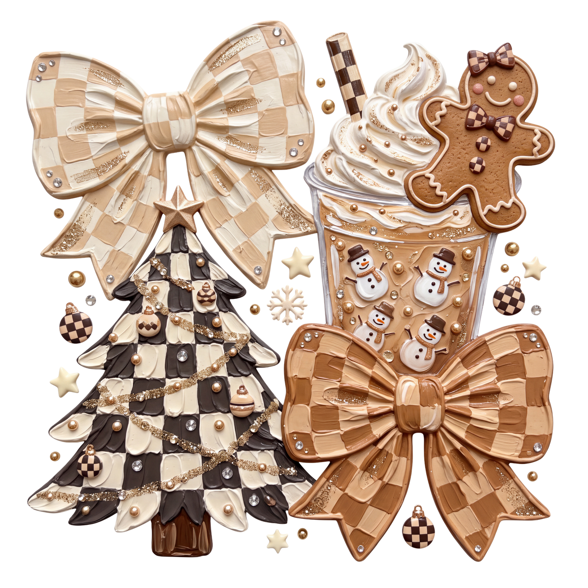 Checkerboard Christmas Collage Graphic original artwork