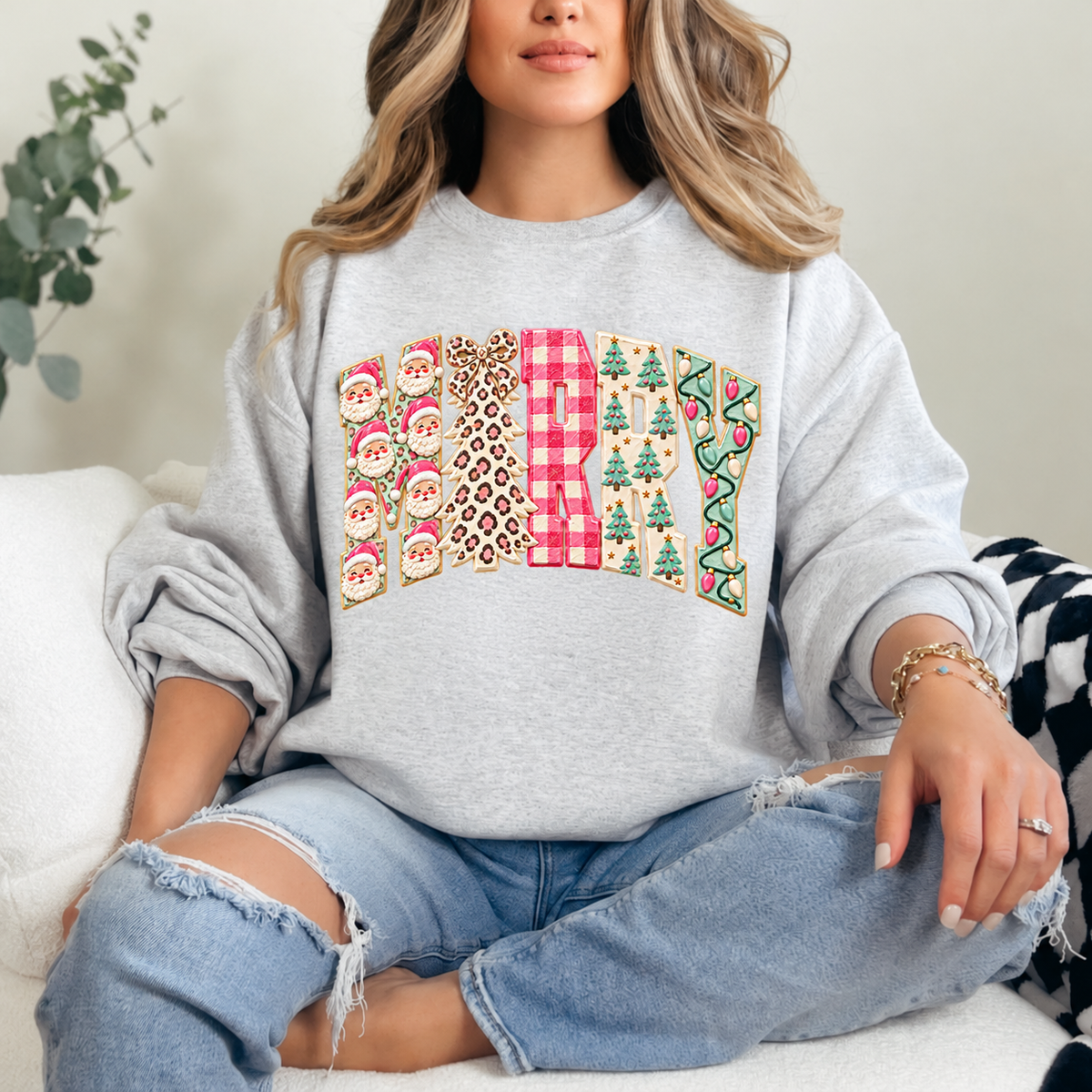 Coquette Merry Christmas Crewneck — Ash