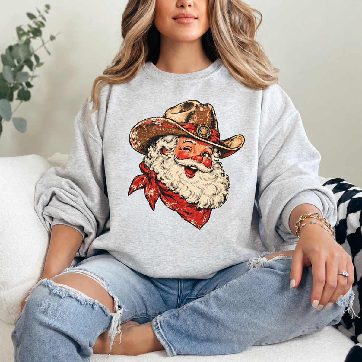 Cowboy Santa Crewneck — Ash