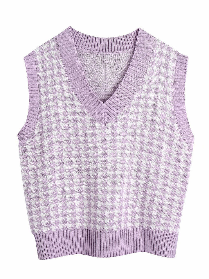 PREORDER: Fireside Comfort Houndstooth V-Neck Sweater Vest