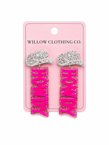 Howdy Cowgirl Hat Drop Earrings