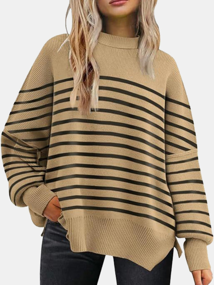 PREORDER: Cove Round Neck Drop Shoulder Slit Sweater