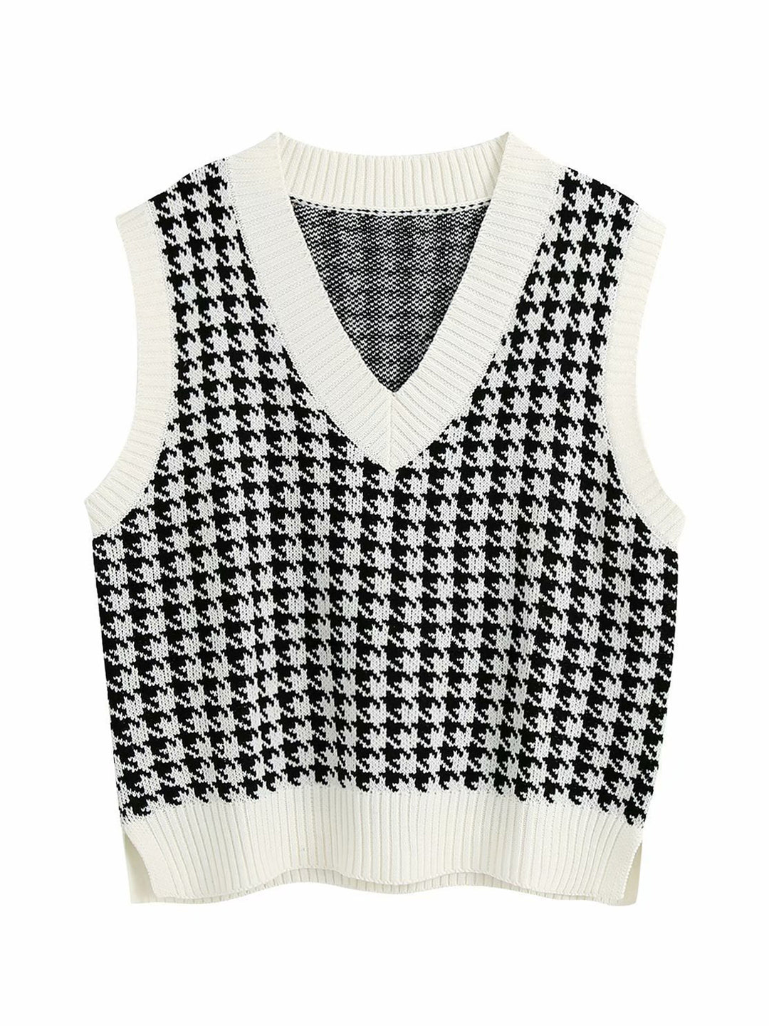 PREORDER: Fireside Comfort Houndstooth V-Neck Sweater Vest