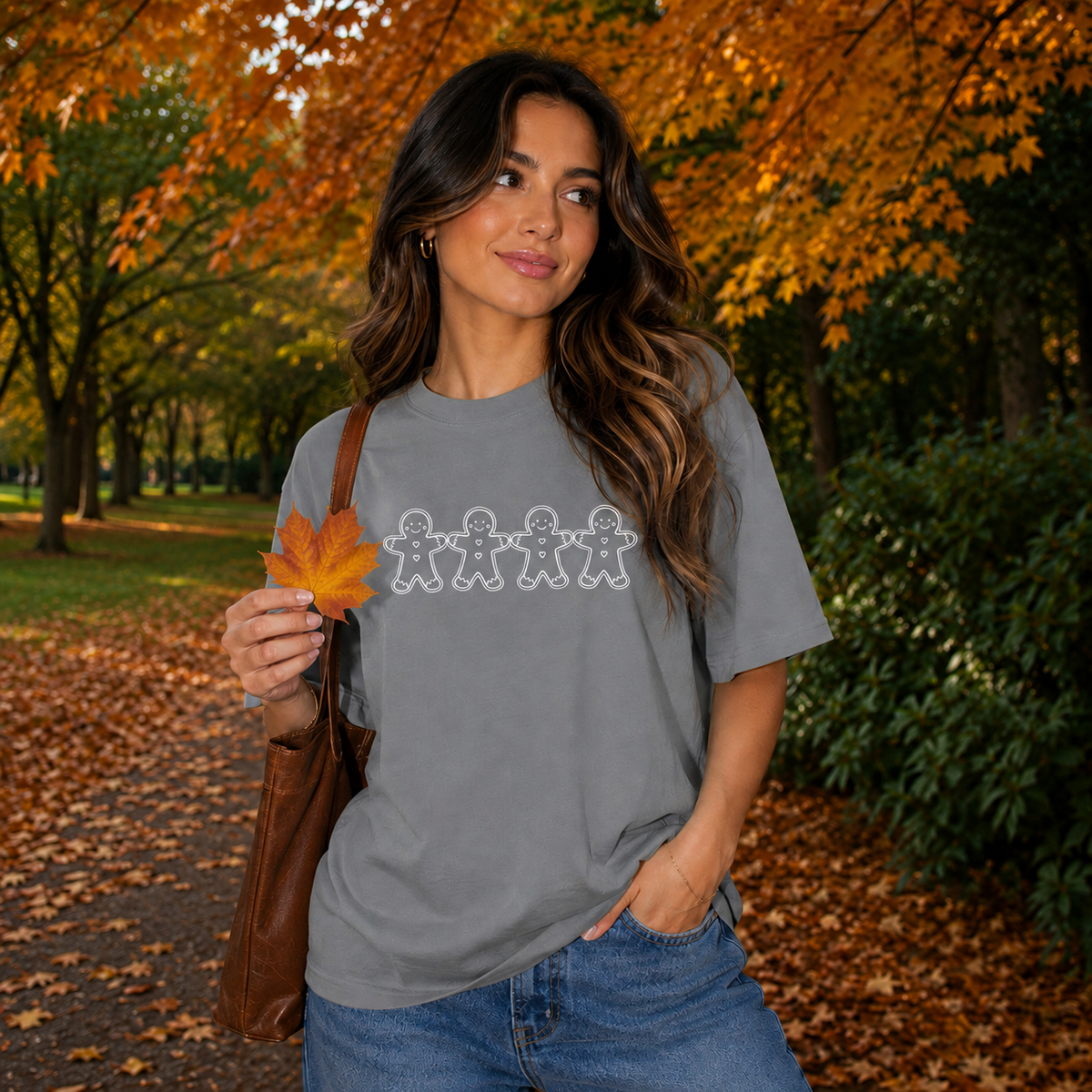 Gingerbread Party Graphic — Grey T-Shirt