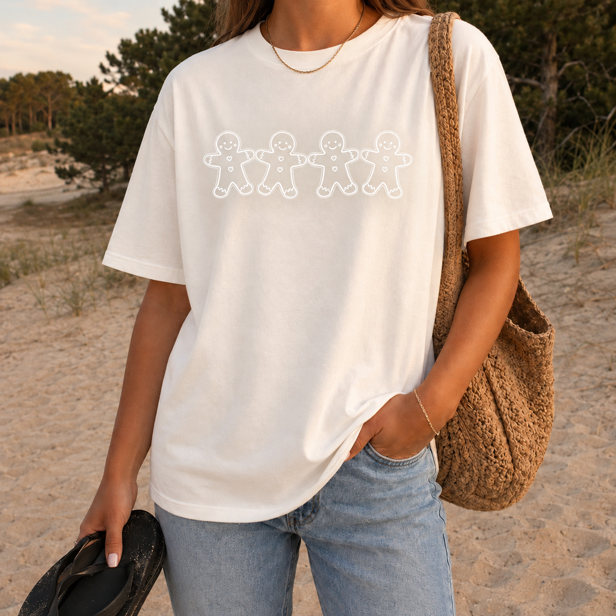 Gingerbread Party Graphic — Ivory T-Shirt